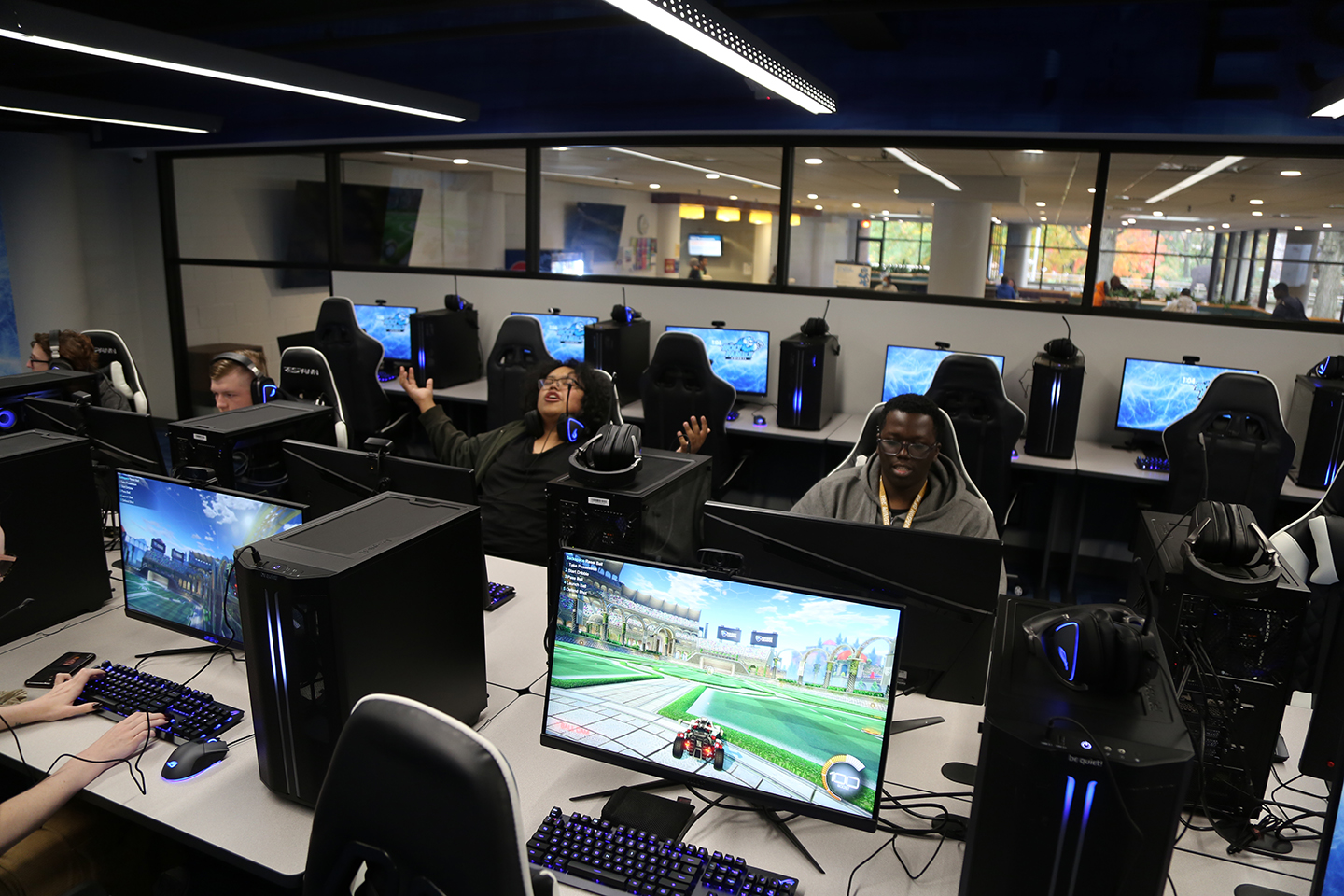 Students playing games in the University's Esports Center