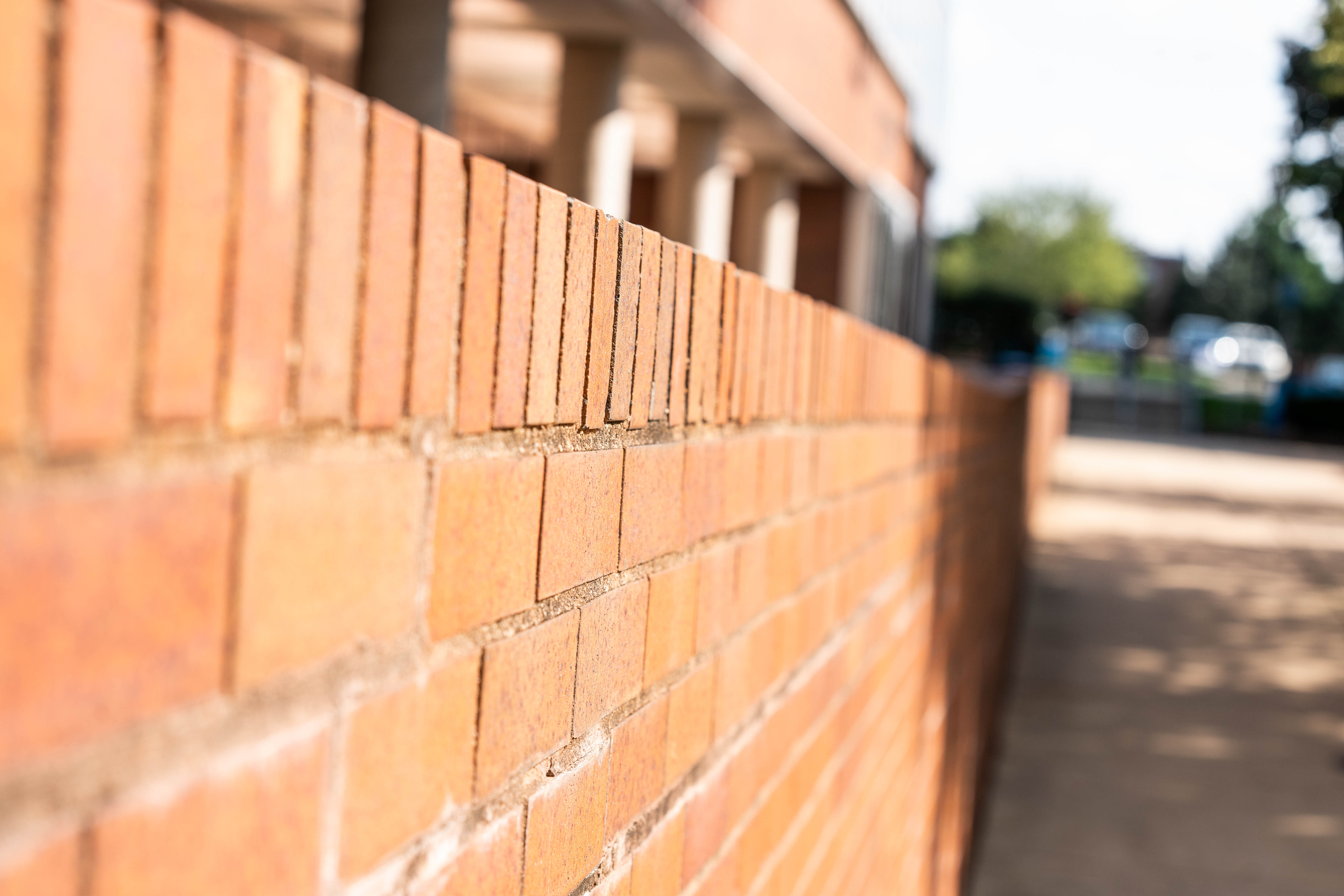 Brick wall on campus