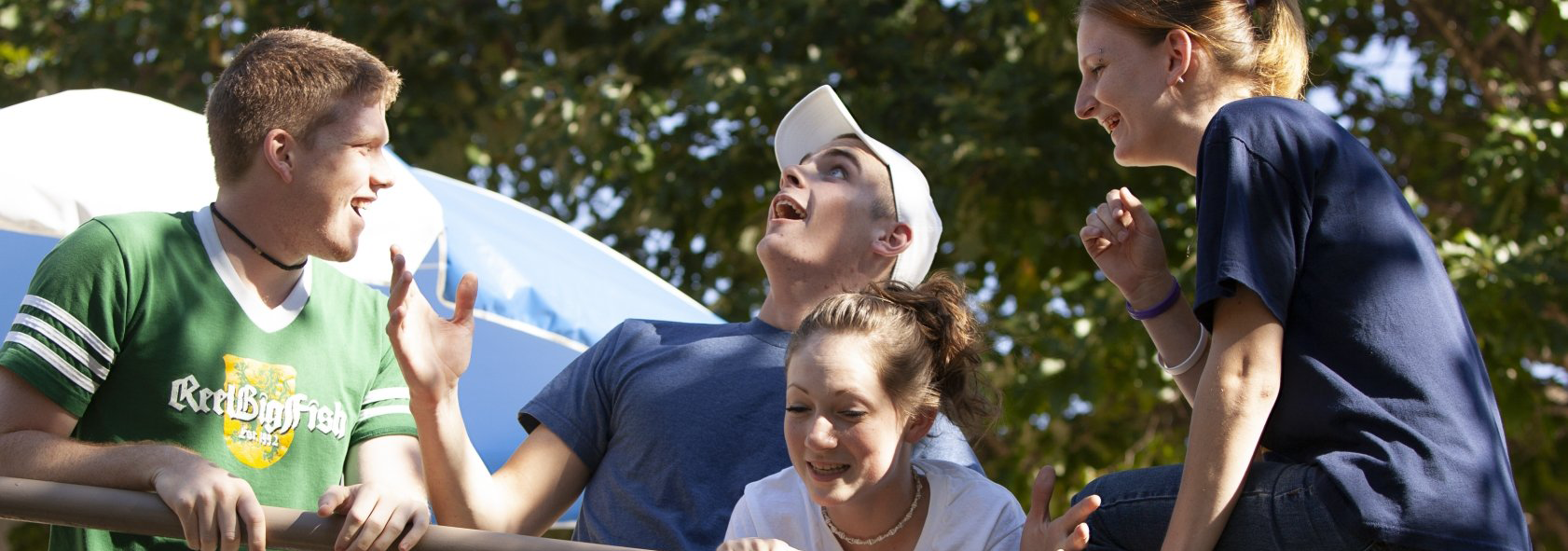 Students having fun on campus