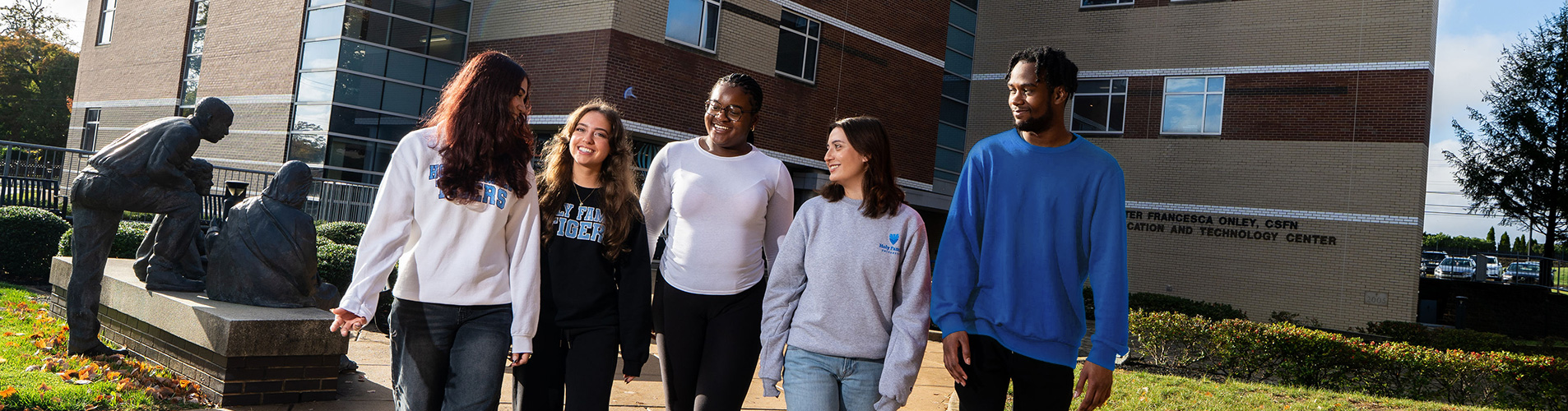 Students walking on Holy Family University Campus