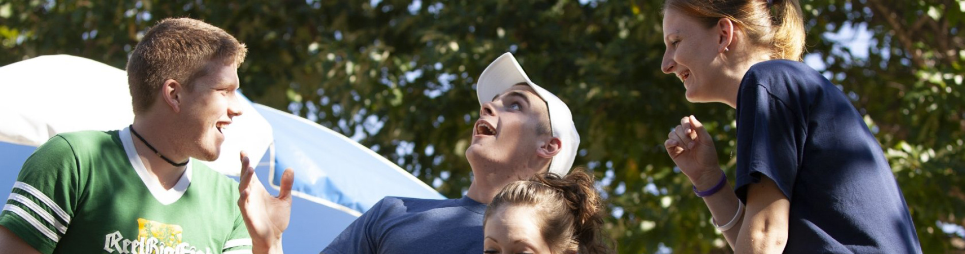 Students having fun on campus