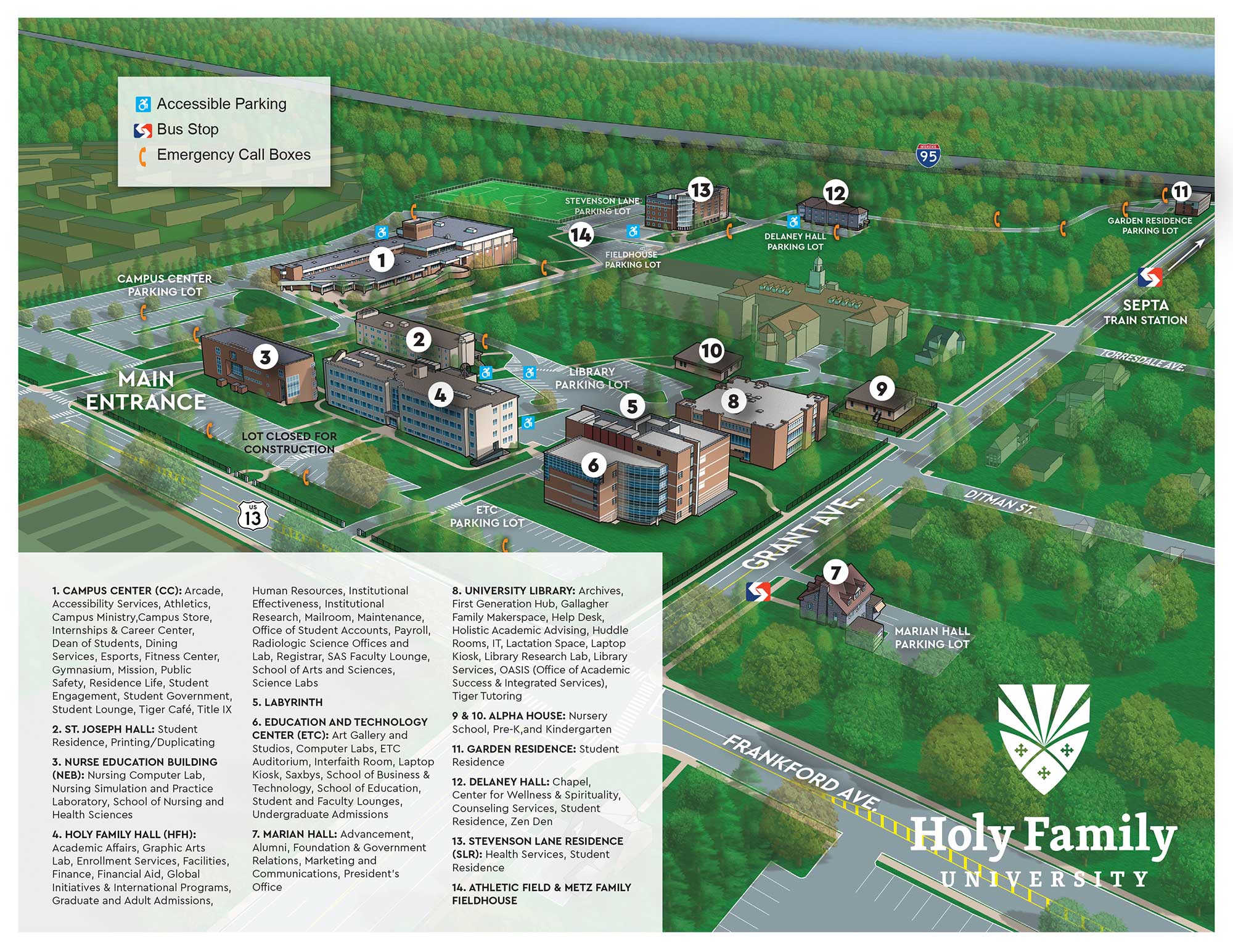 Philadelphia campus map with building key 2026