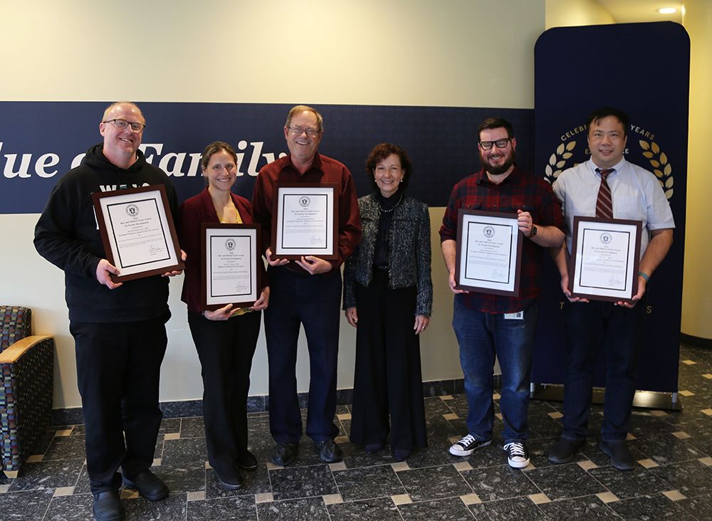 Dian He, Ph.D., Stanley Mauldin, Ph.D., Edward Waddell, Ph.D., and Jaclyn Myers, Ph.D. with Dr. Prisco