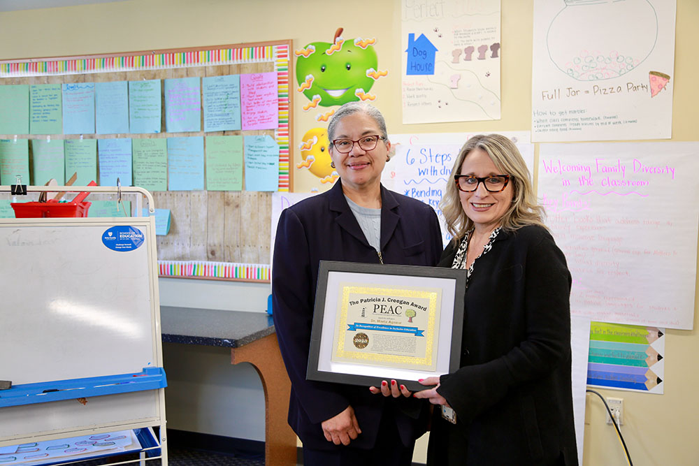 Dr. Maria Agnew receives the Patricia J. Creegan Award for Excellence in Inclusive Education