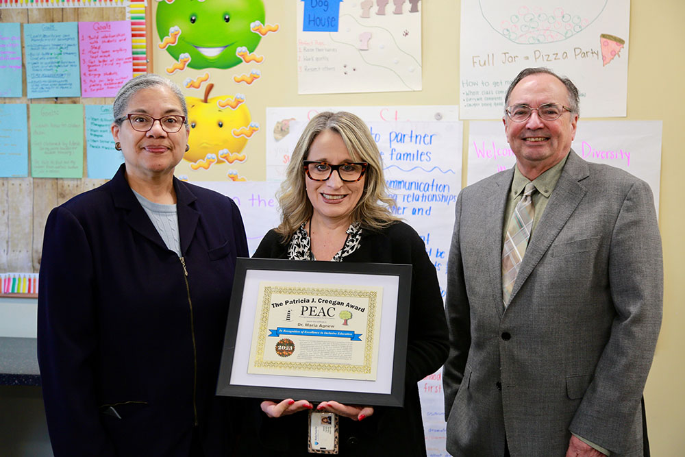 Dr. Maria Agnew receives the Patricia J. Creegan Award for Excellence in Inclusive Education