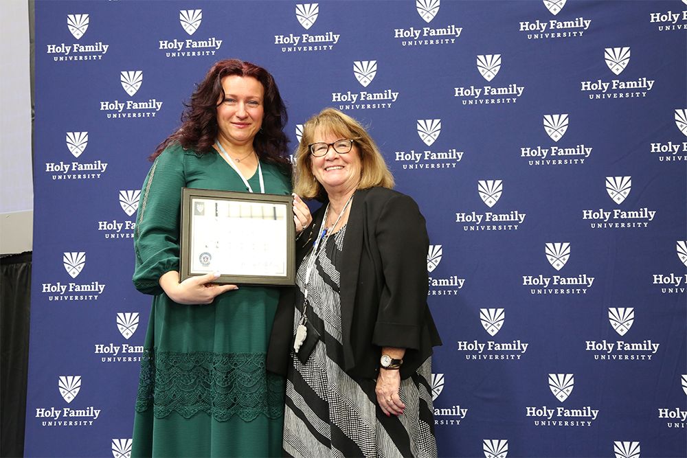 Nursing student receiving award for excellence