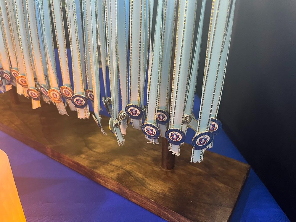 Collect of pins displayed before the ceremony