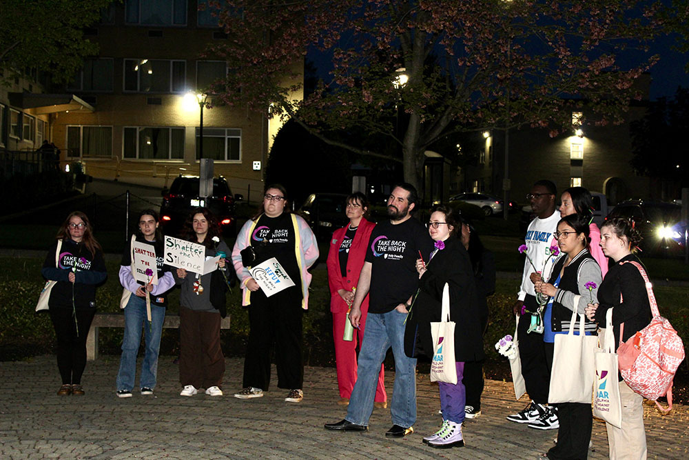 Holy Family University community members gathered for the Take Back the Night awareness event.