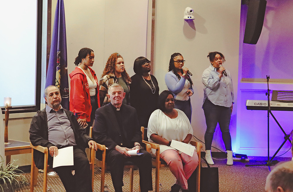 The Class of 2024 participating in a joyful interfaith prayer service prior to commencement.
