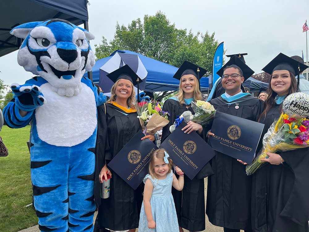 The Class of 2024 celebrating during Holy Family University's 67th Commencement ceremony.