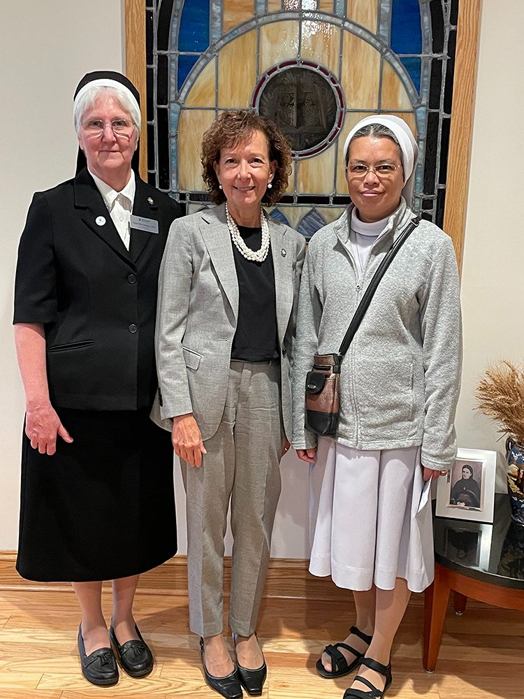 Holy Family University leadership welcoming visiting Sisters from the Philippines during their campus tour.