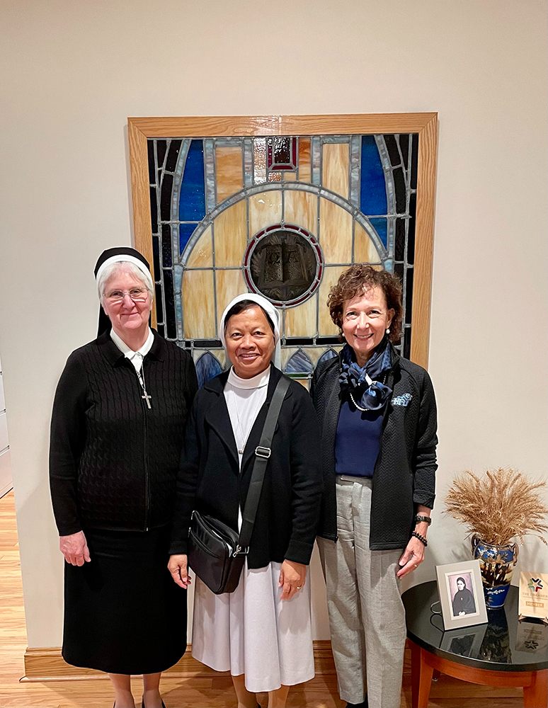 Holy Family University leadership welcoming visiting Sisters from the Philippines during their campus tour.