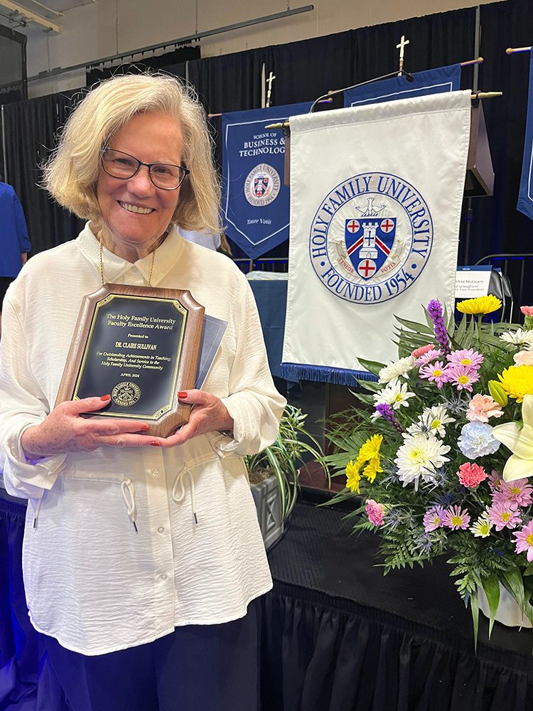 Education professor Dr. Claire Sullivan, recipient of the 2024 Holy Family University Faculty Award.