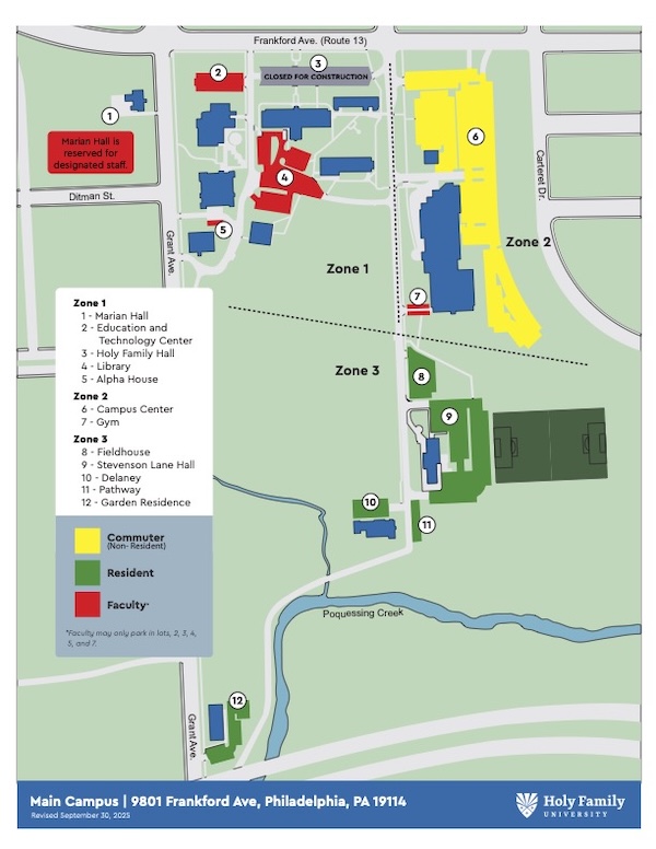 philadelphia campus parking map