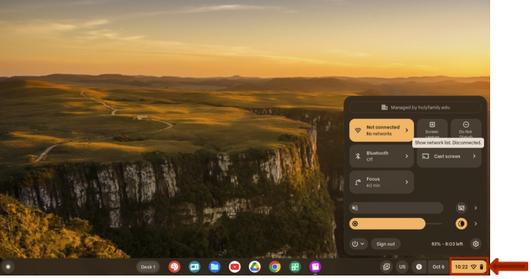 WiFi icon on desktop