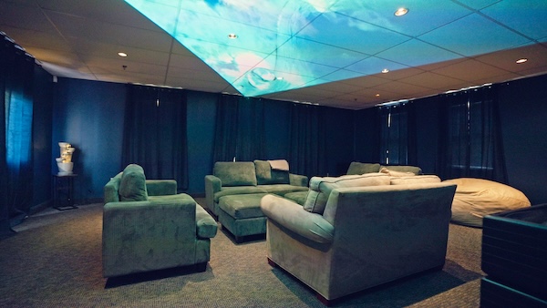 The Delaney Hall Zen Den filled with comfortable furniture and quiet spaces