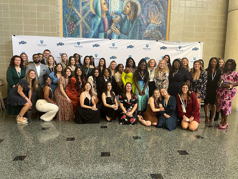 Group of 43 nursing students from the Fast Track and PTEW programs at the October pinning ceremony.