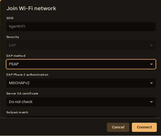 Join WiFi screen