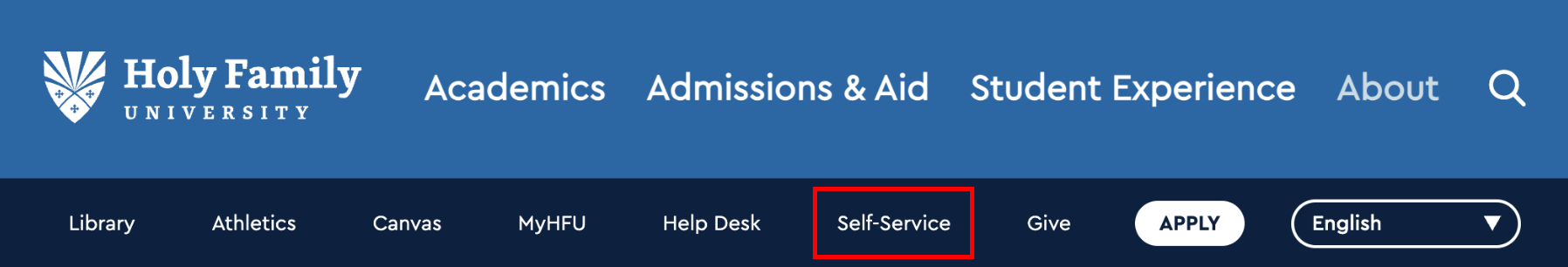 Self-Service link screen