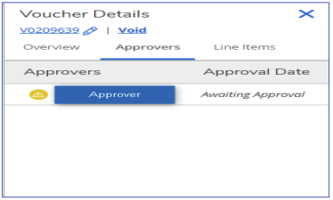 Voucher approver screen