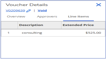 Voucher line item screen