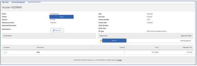 Voucher request detail screen