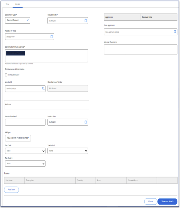 Payment voucher screen