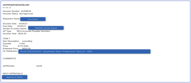 Confirmation email screen