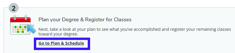 Academics menu navigation dropdown with the Plan and Schedule page link highlighted.