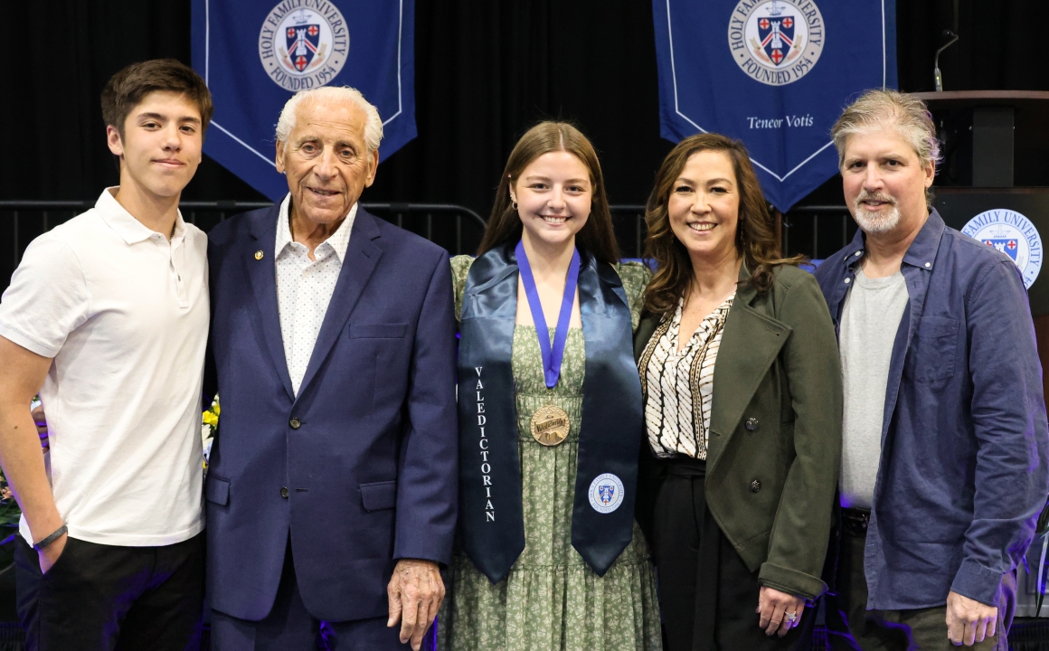 Leah Ford (Middle) Named Valedictorian of Holy Family University’s Class of 2025