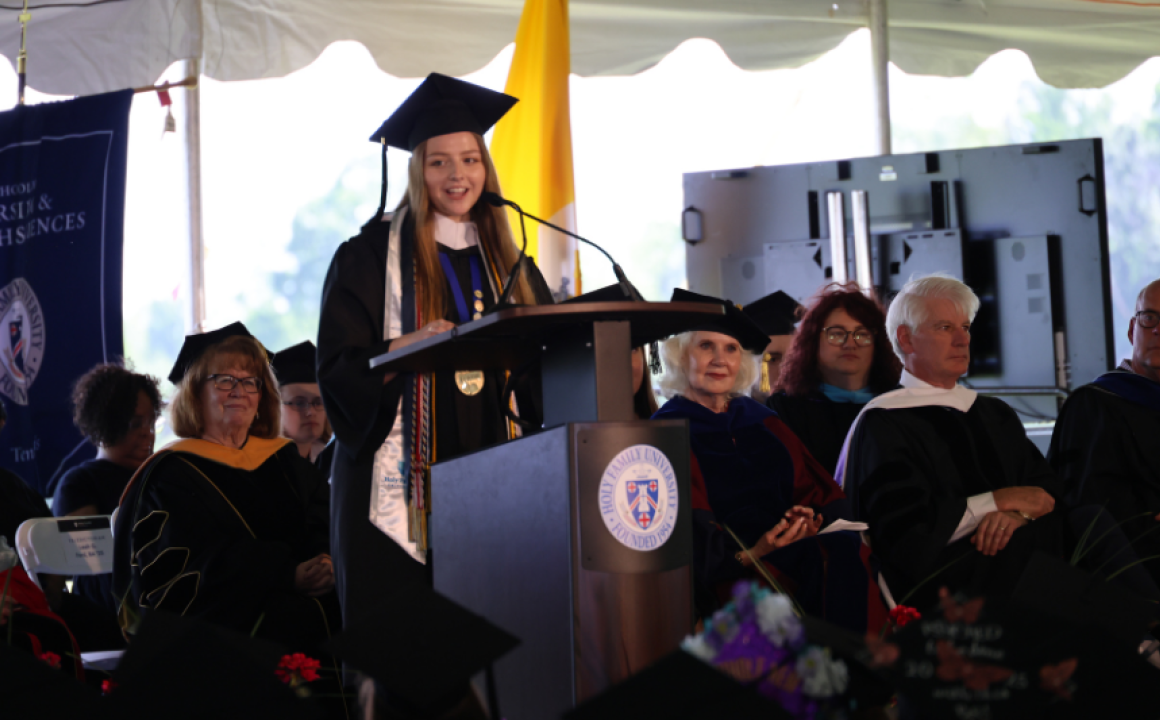 2025 Valedictorian Leah Ford speaks at Commencement