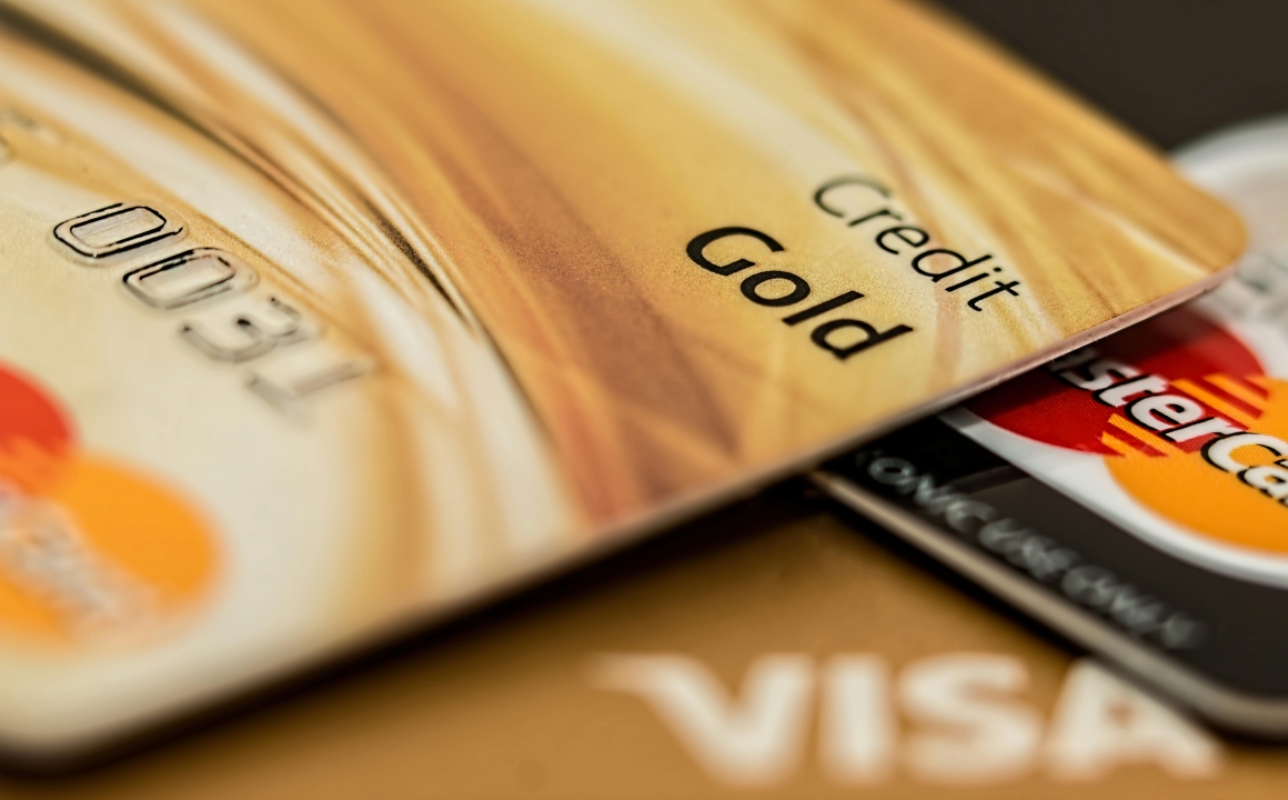 Close up of various credit cards