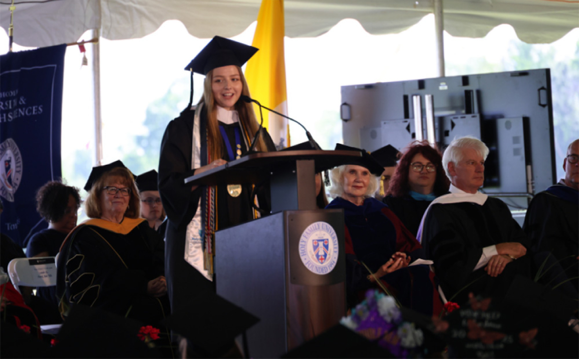 2025 Valedictorian Leah Ford speaks at Commencement