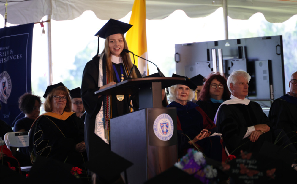 2025 Valedictorian Leah Ford speaks at Commencement
