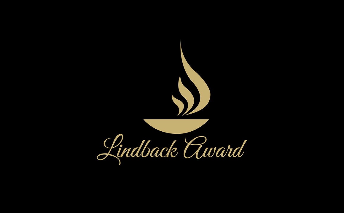 Lindback Award logo with "Lindback Award" written and a stylized flame graphic
