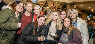 Students gather at the Dining Commons in the Campus Center