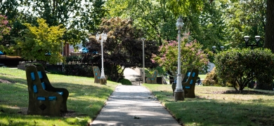 Campus walkway and benches