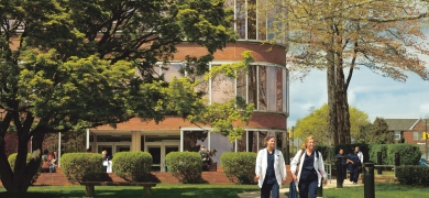 Nurses walking through campus