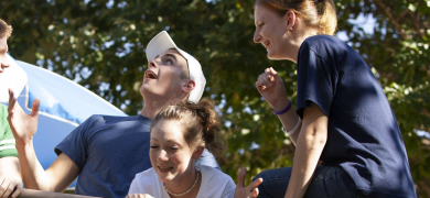 Students having fun on campus