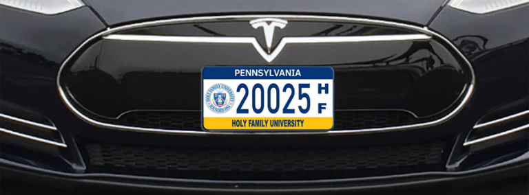 Holy Family University is proud to partner with PennDot and offers an official Holy Family University license plate.