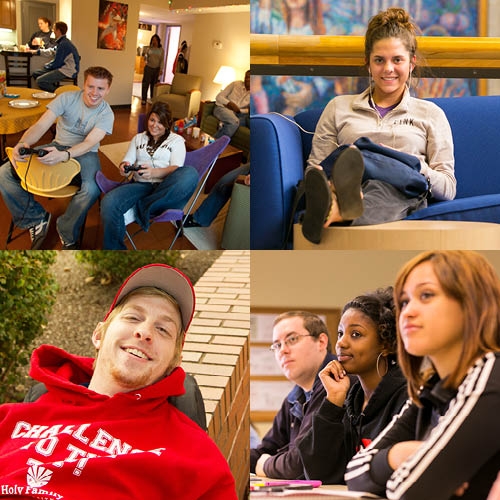 Montage of students at Holy Family University