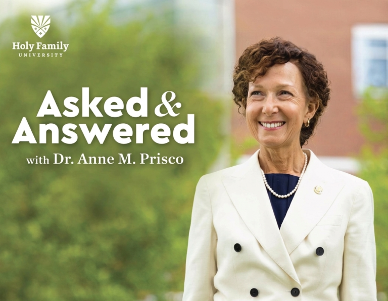 Asked & Answered podcast thumbnail graphic - photo of Dr. Anne Prisco